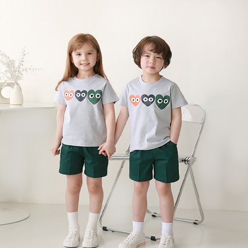 삼색하트-하복 상의 유아티셔츠/교사용티셔츠 [어린이날선물] (최소주문 10개)-칭찬나라큰나라